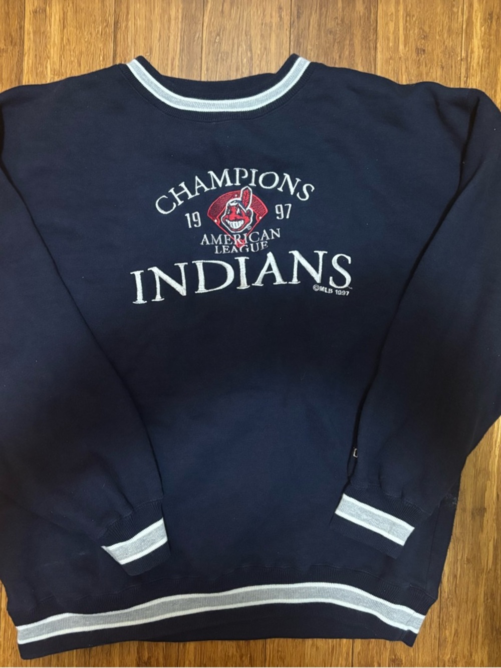 Cleveland Indians ‘97 AL Champs Navy Crewneck Sweater